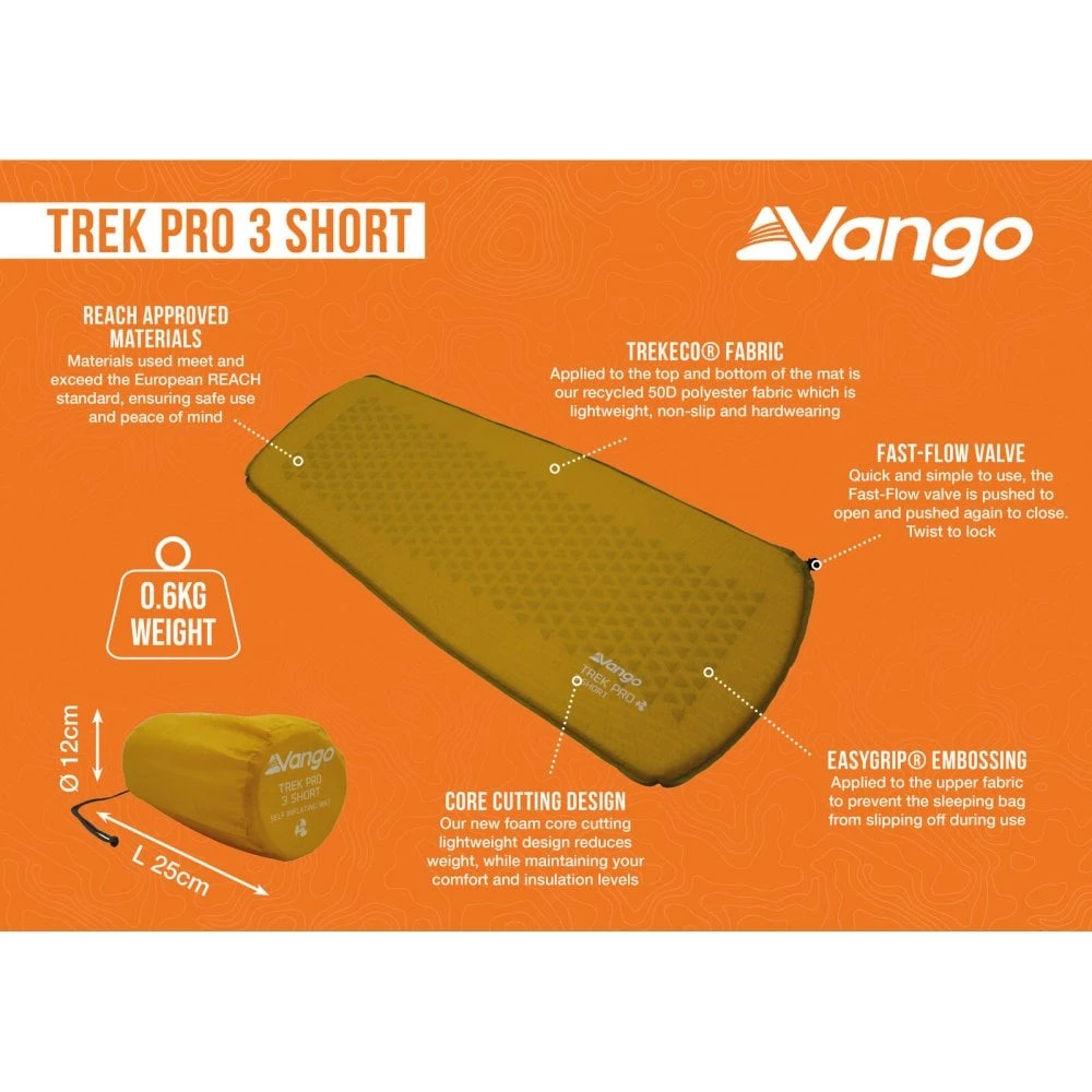 Vango Trek Pro 3 Short Self-Inflating Mat - Image 2